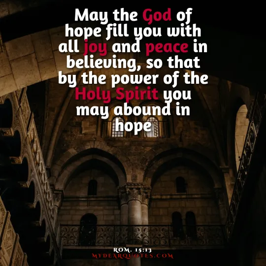 May the God of hope fill you with all joy and peace in believing, so that by the power of the Holy Spirit you may abound in hope  |  Rom. 15:13